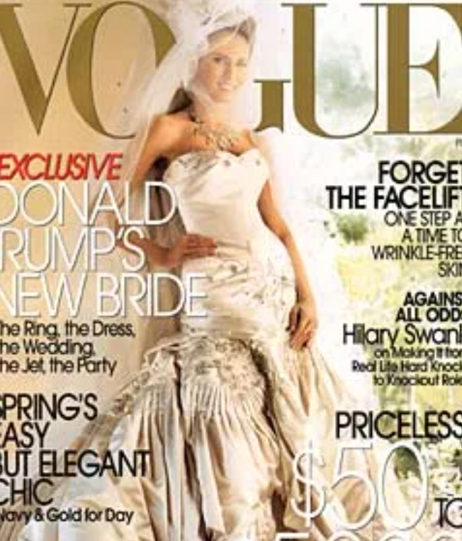 Melania con su vestido de novia en la portada de Vogue