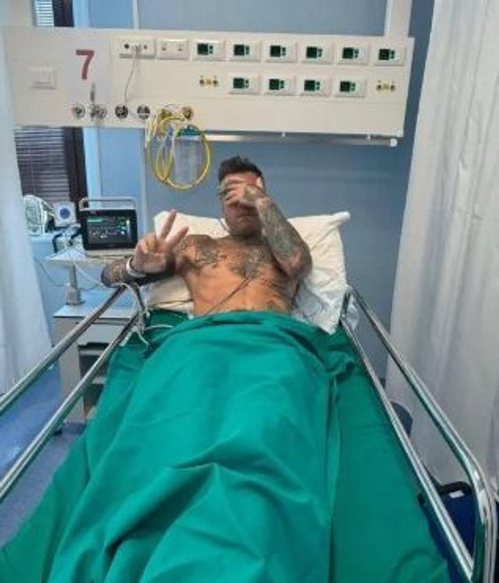 Fedez en el hospital el pasado 11 de julio.