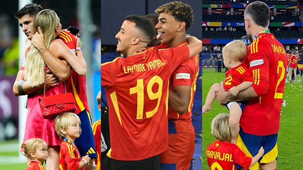 Los jugadores de la Roja, celebrando con sus familias