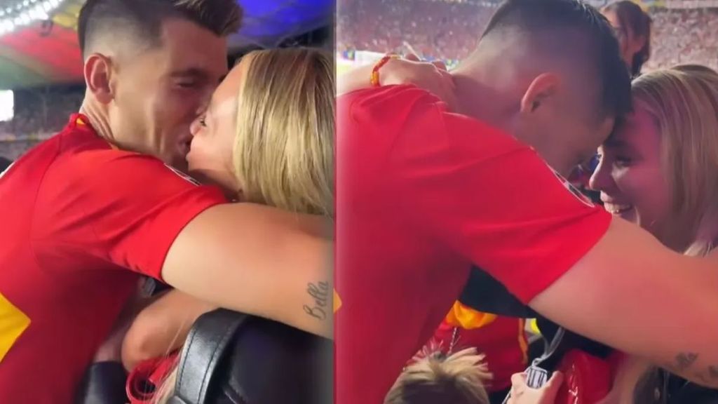 Las imágenes de las lágrimas y el beso de Álvaro Morata con Alice Campello tras el pitido final