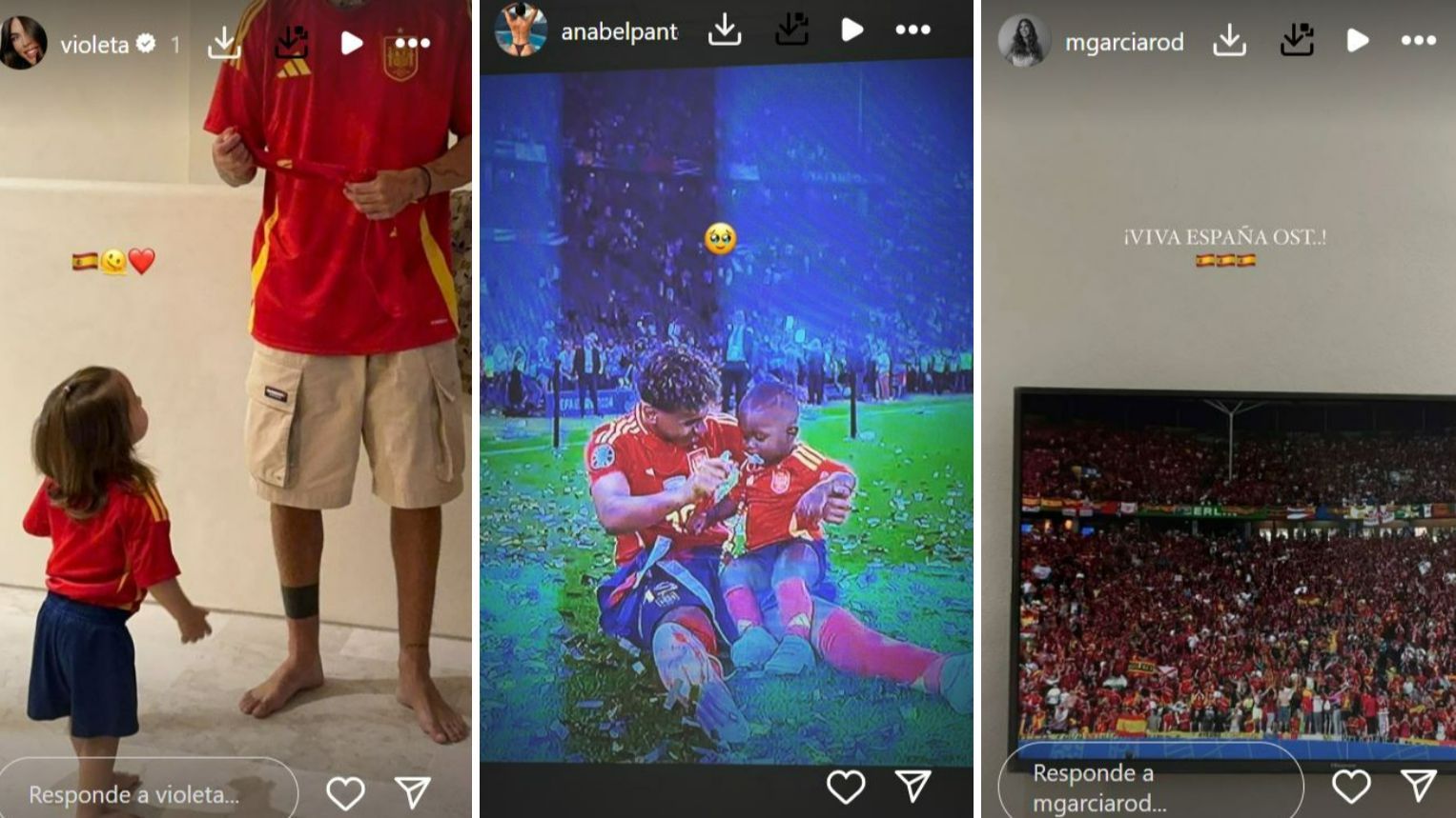 Violeta Mangriñán, Anabel Pantoja y Marina García celebrando la victoria de España