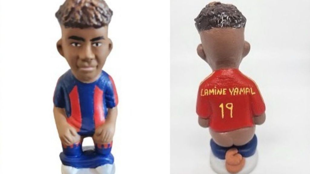 El 'caganer' de Lamine Yamal: crean su figura de barro en versión azulgrana y de La Roja