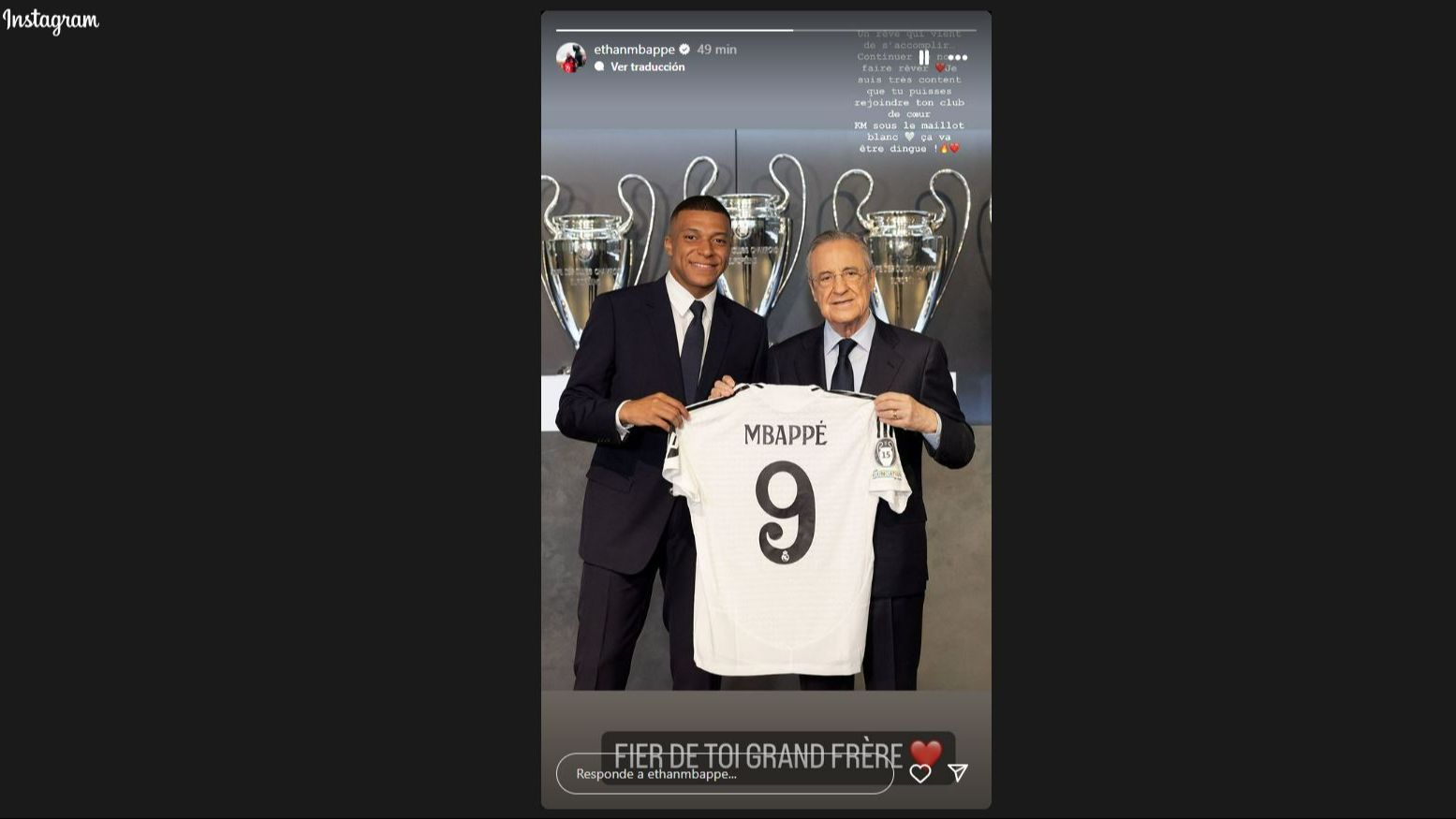 Ethan Mbappé felicita a su hermano Kylian por su llegada al Real Madrid