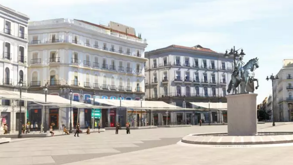 Patrimonio da el visto bueno a los toldos de la Puerta del Sol que se instalarán en verano de 2025