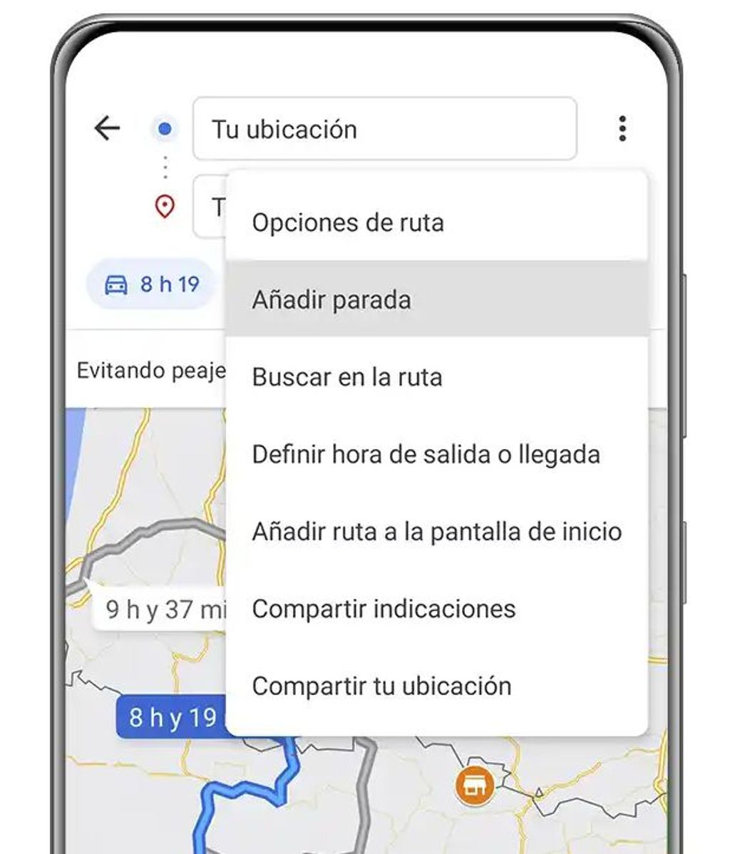 Añadir paradas en Google Maps