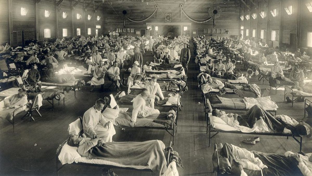 Hospital de emergencia durante la 'gripe española' en 1919, Campo de Funston, Kansas