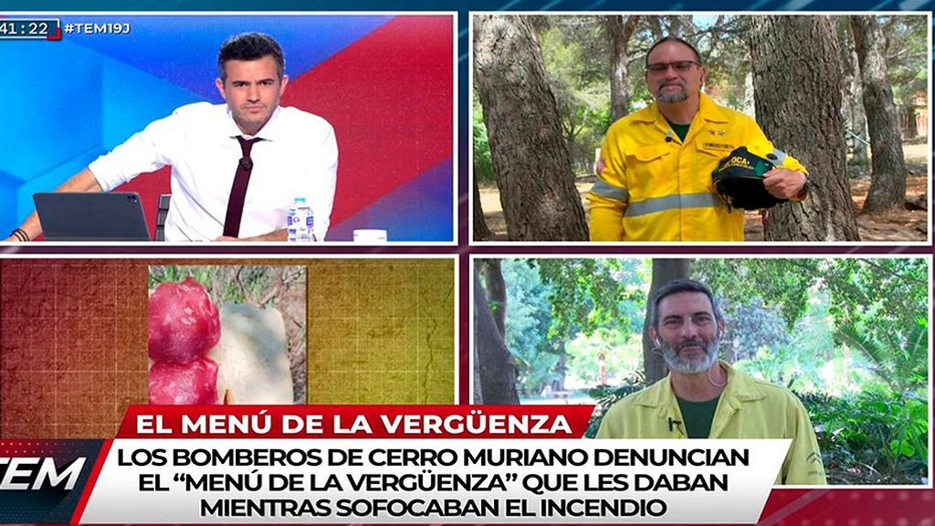 Los bomberos de Cerro Muriano denuncian el “menú de la vergüenza” que les dan mientras sofocan un incendio