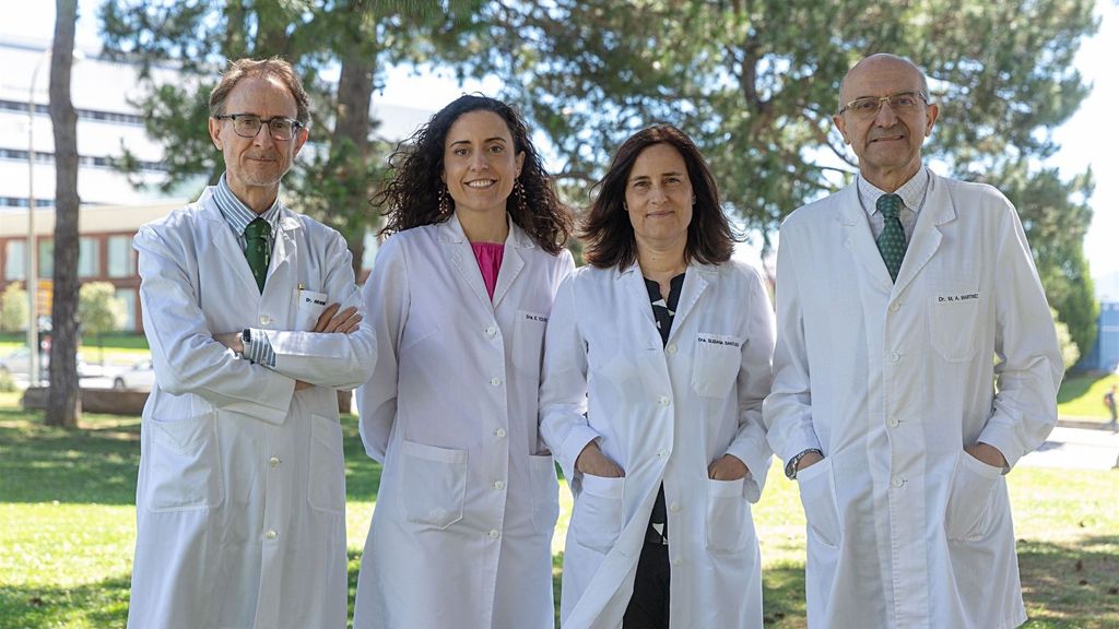 El equipo de investigación de la Universidad de Navarra. De izquierda a derecha, José Manuel Aramendía, Estefanía Toledo, Susana Santiago y Miguel Ángel Martínez.