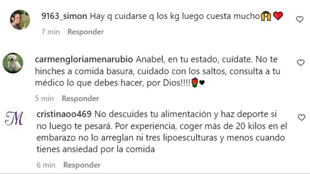 Comentarios en la publicación de Anabel Pantoja