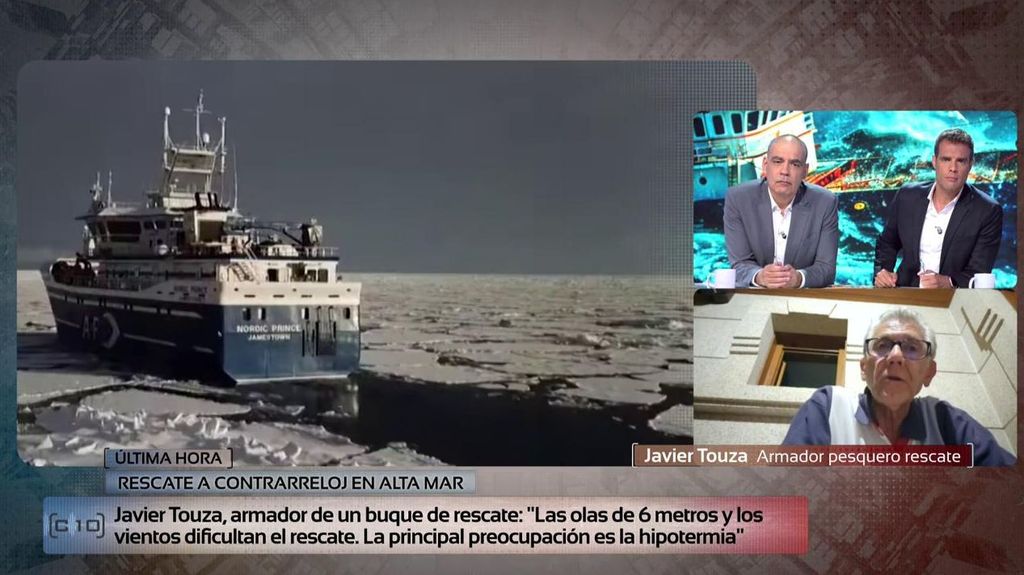 El rescate de la tripulación del pesquero que ha naufragado en Islas Malvinas: "El viento y las olas de más de siete metros lo están dificultando"