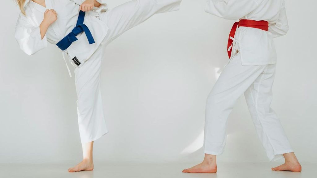 Dos chicas practicando artes marciales