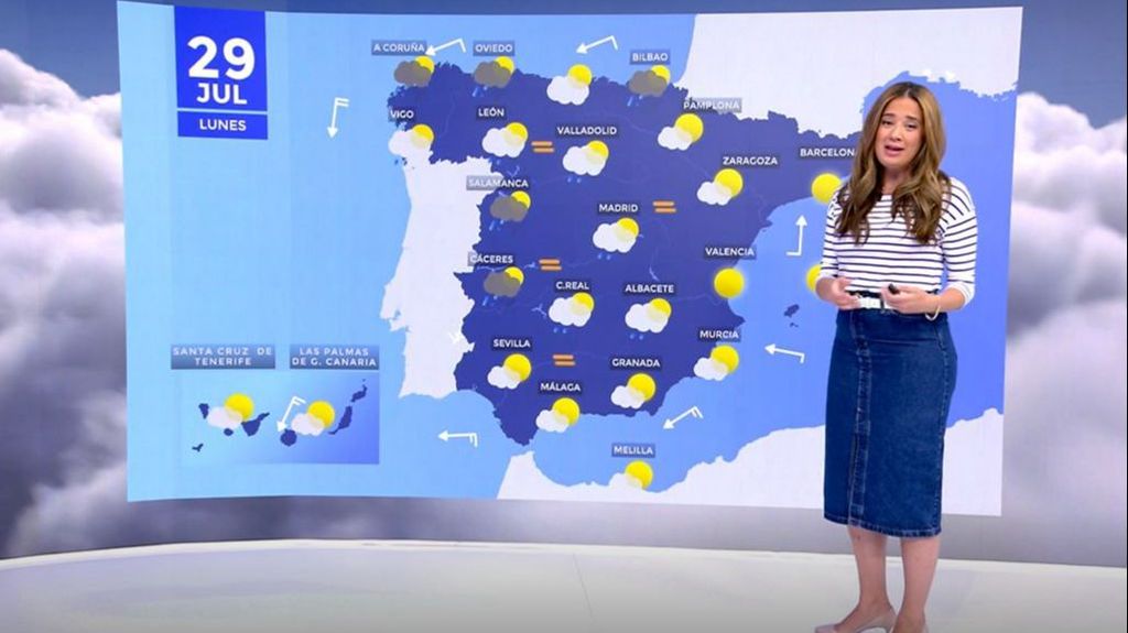 El tiempo que se prevé para la jornada del lunes: todas las comunidades autónomas peninsulares y Baleares, en alerta por calor, tormenta, oleaje o lluvias