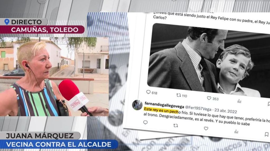 Una vecina, contra el alcalde que ha llamado "flojo" al rey: "Debería de estar de patitas en la calle"