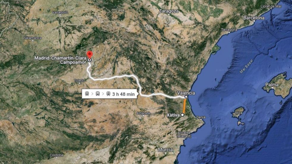 El recorrido en tren de Damián Alexander, desaparecido en Xàtiva