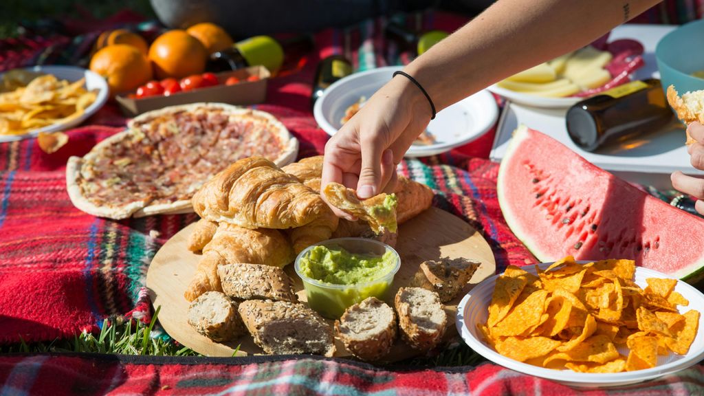 Distintos alimentos en un picnic