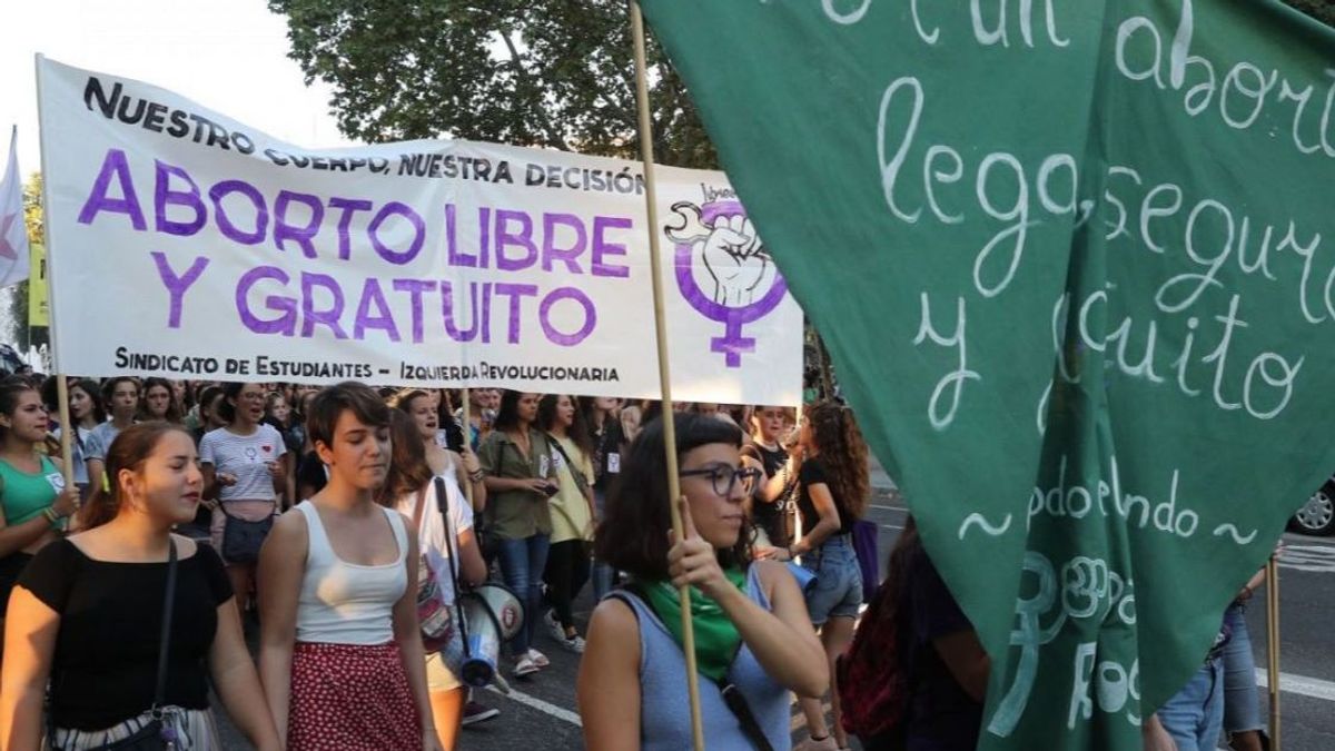 Una manifestación por un derecho al aborto libre y seguro