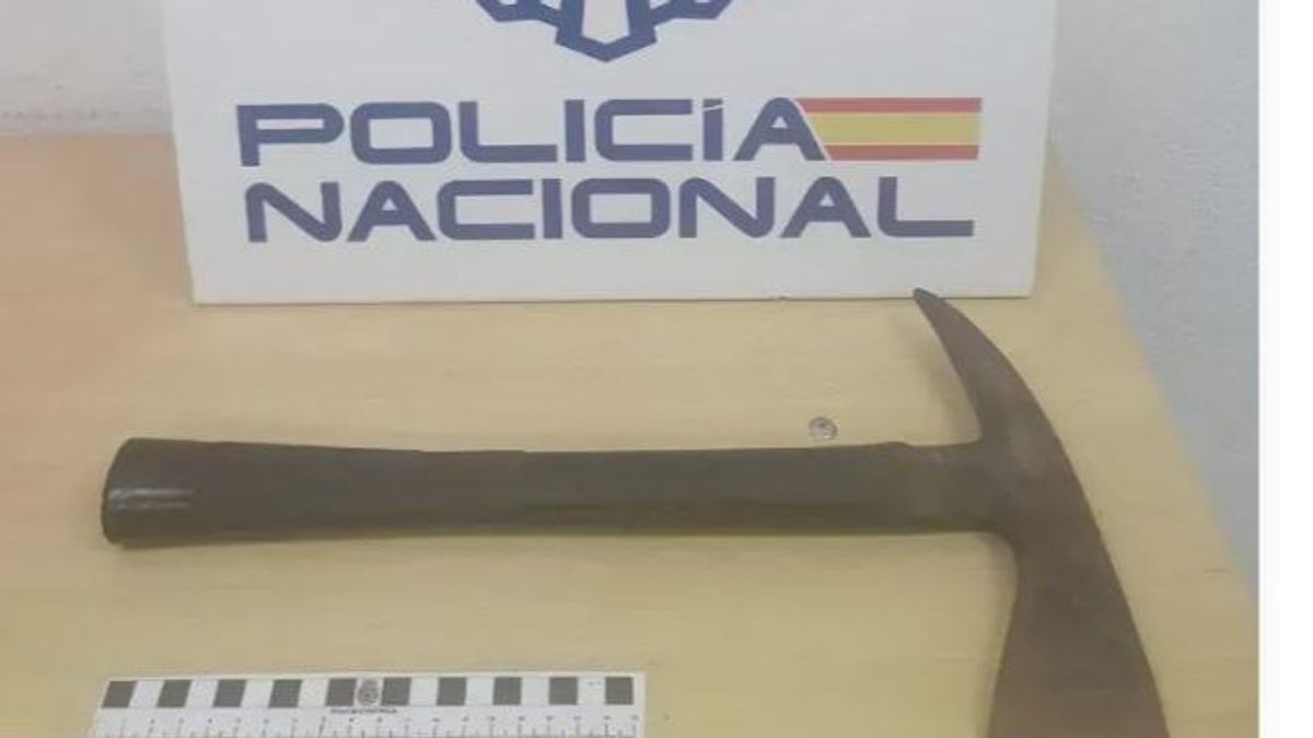 Piqueta incautada por la Policía Nacional a un hombre que intentó agredir con ella a su pareja en Las Palmas de Gran Canaria