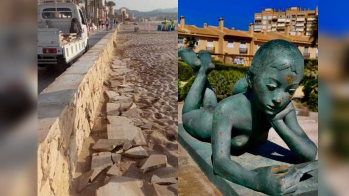 El paseo marítimo de Muchavista sufre su segundo ataque en menos de 10 días y la escultura 'Niña leyendo' en el Paseo Voramar será restaurada tras los daños