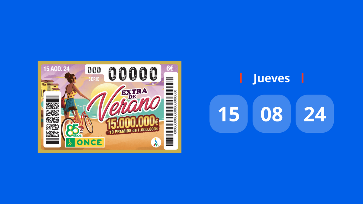 Resultado Sorteo del Extra de Verano de la ONCE: comprobar número premiado hoy jueves 15 de agosto de 2024