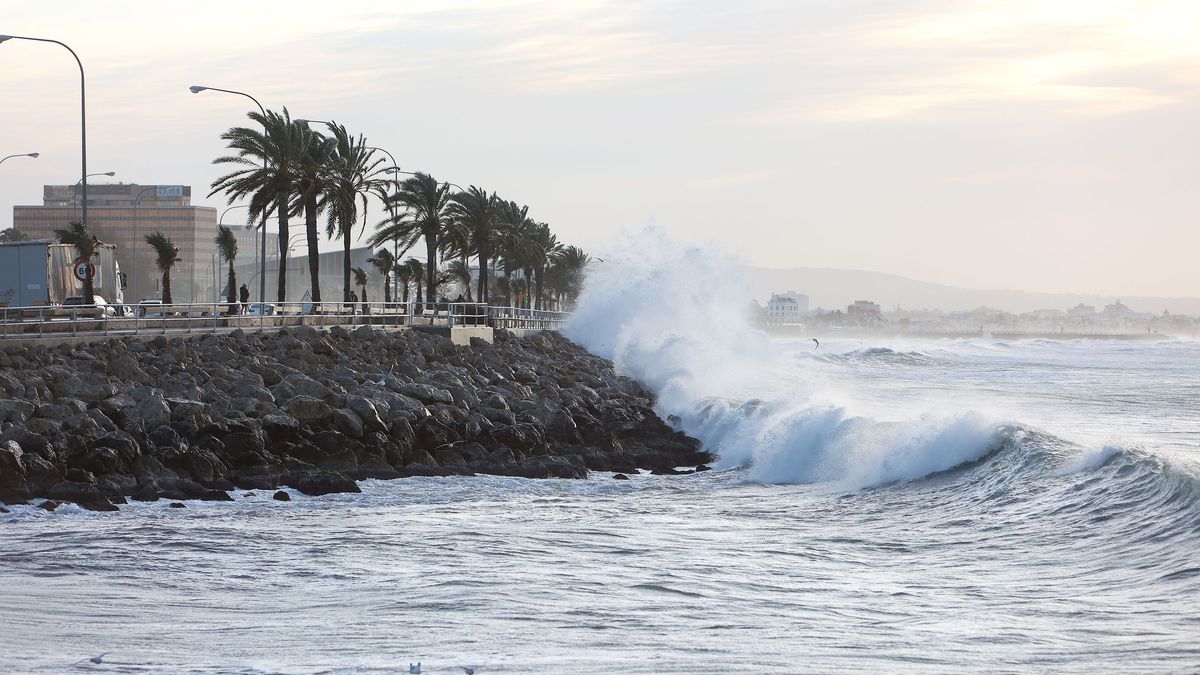 Fuerte oleaje causado por el viento en Mallorca