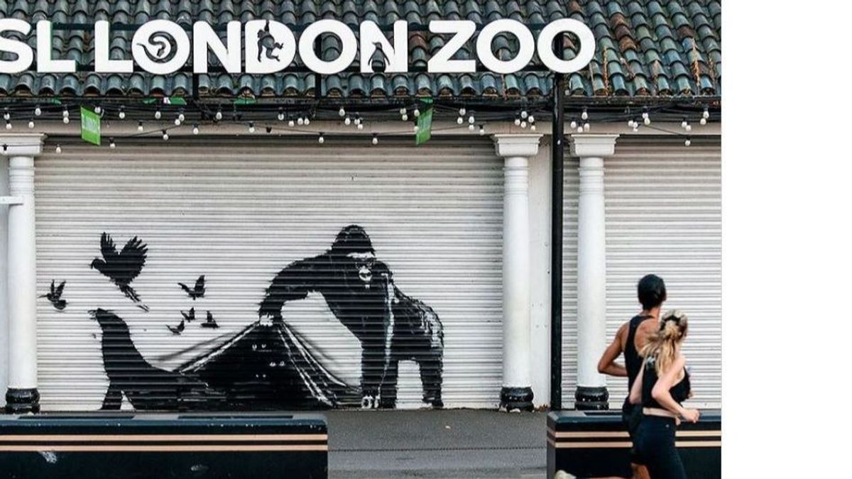 La última obra de Banksy en el zoo de Londres, de la serie dedicada al mundo animal.