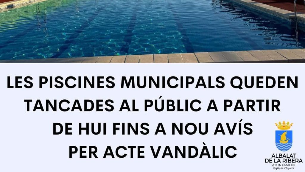 El Ayuntamiento de Albalat de la Ribera cierra temporalmente las piscinas municipales tras encontrar excrementos en una de ellas