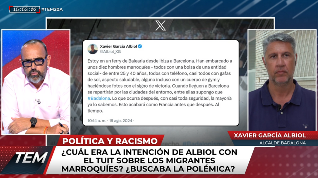 El tenso careo entre Risto y Albiol tras su polémico tuit: "Usted relaciona la delincuencia con la inmigración"