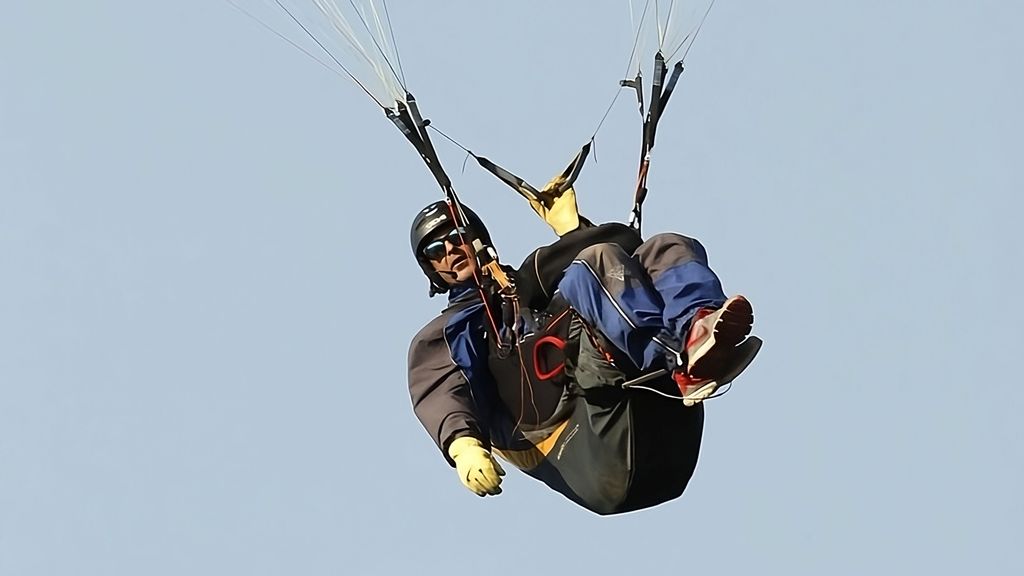 Esteve, durante un vuelo con su parapente por León