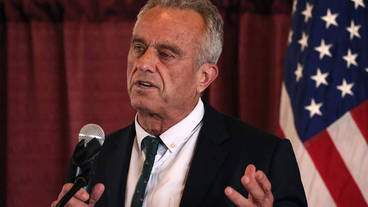 Robert F. Kennedy Jr. speaks to a crowd at Winthrop University in Rock Hill, S.C. during a campaign stop