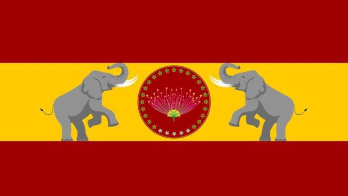 Bandera de la formación Tamilaga Vettri Kazhagam (TVK)