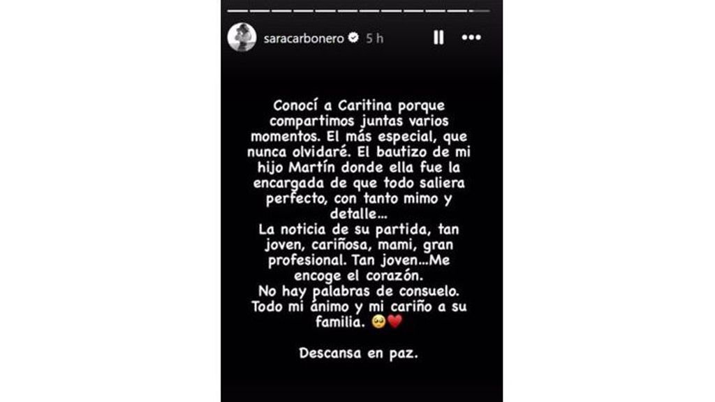 Sara Carbonero da su último adiós a Caritina Goyanes