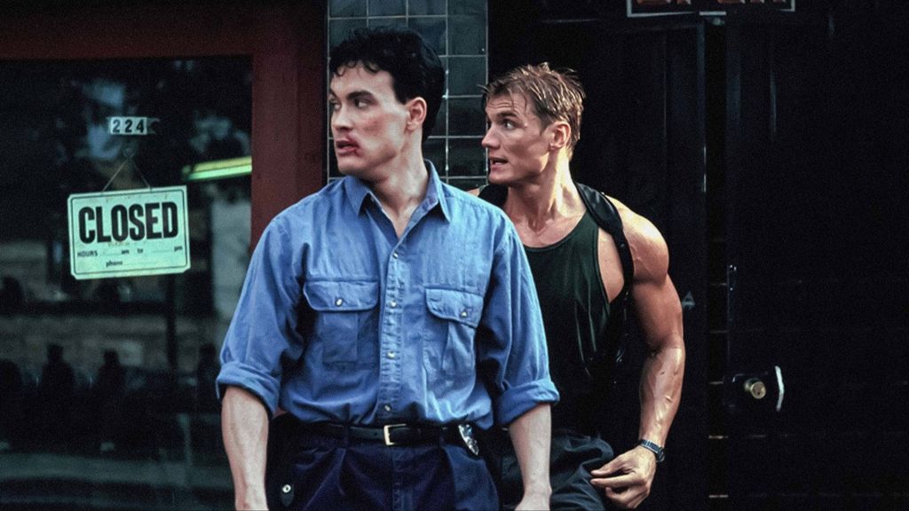 Brandon Lee junto a Dolph Lundgren en la película de acción ‘Little Tokyo. Ataque frontal’.