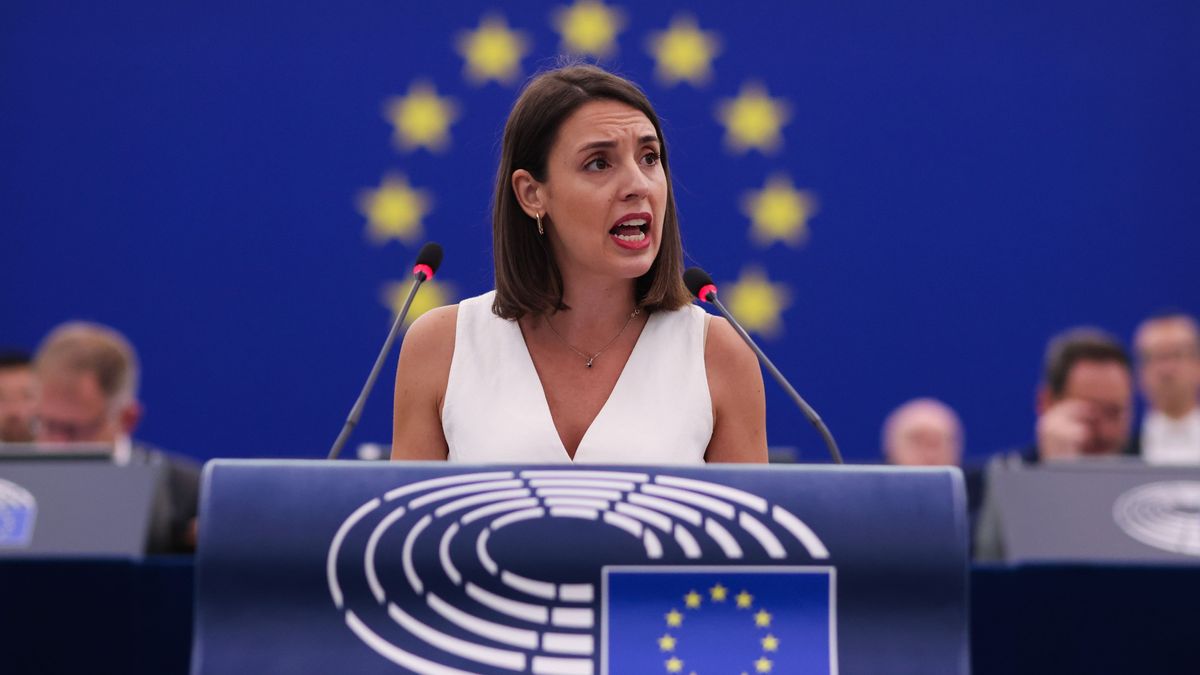 Irene Montero, eurodiputada por Unidas Podemos en una intervenvención en la Eurocámara