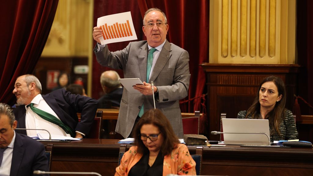 El diputado de VOX, Agustín Buades, interviene durante un pleno en el Parlament balear