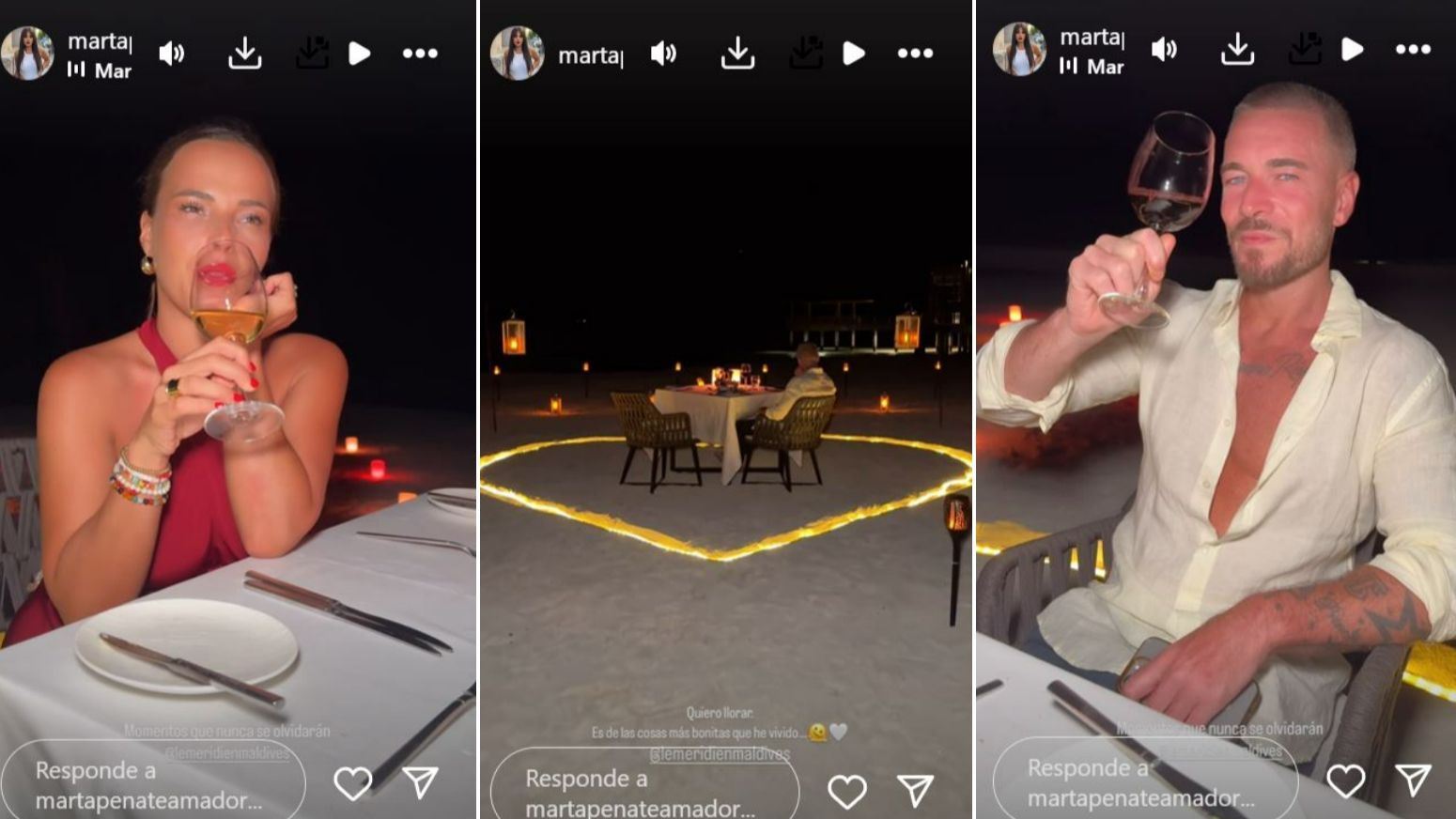 La romántica cita a pie de playa de Marta Peñate y Tony Spina en Maldivas