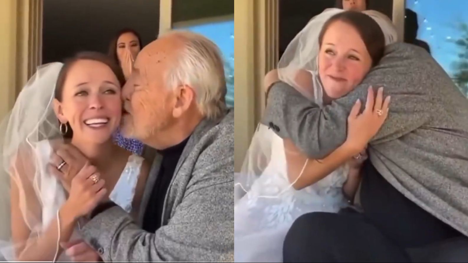 Un padre reconoce a su hija, vestida de novia