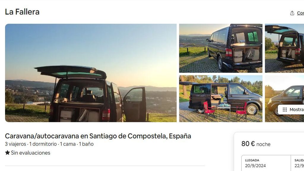 Anuncio de una furgoneta para pernoctar en Santiago de Compostela