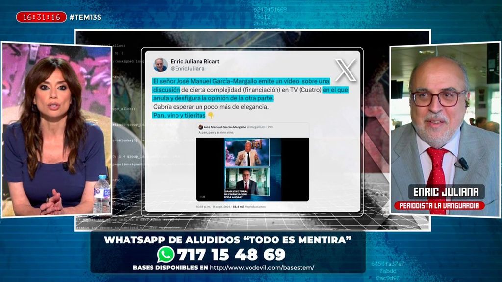 Enric Juliana acusa a Margallo de “editar” el vídeo de su controversia en ‘TEM’ Todo es mentira 2024 Programa 1427