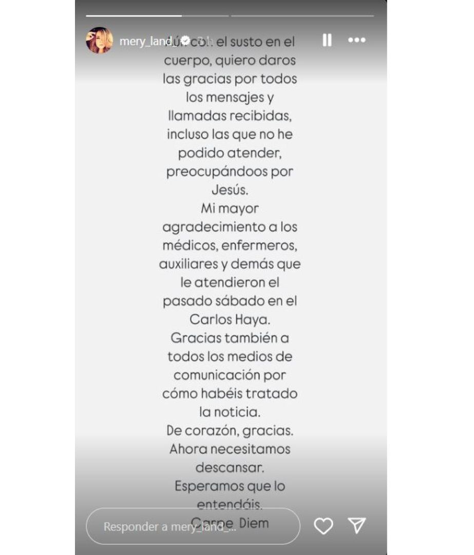 Captura de la storie de María José Campanario