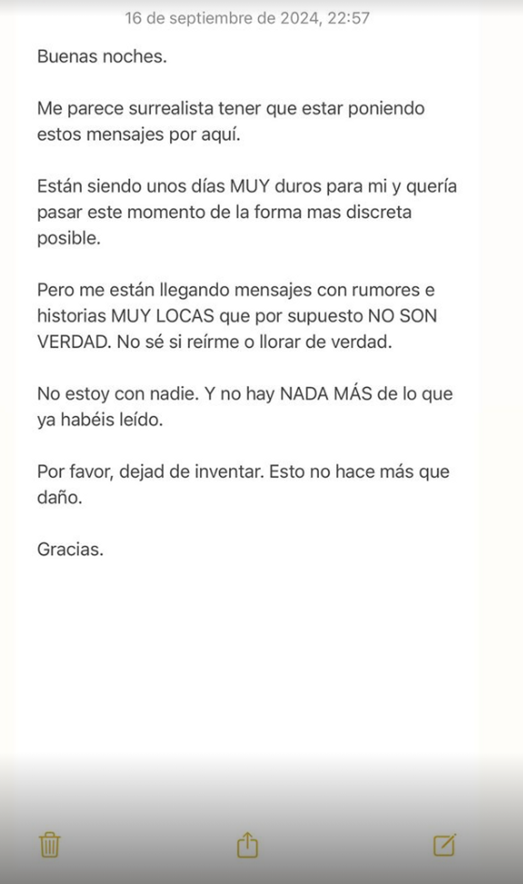 El comunicado de Clara Chaín