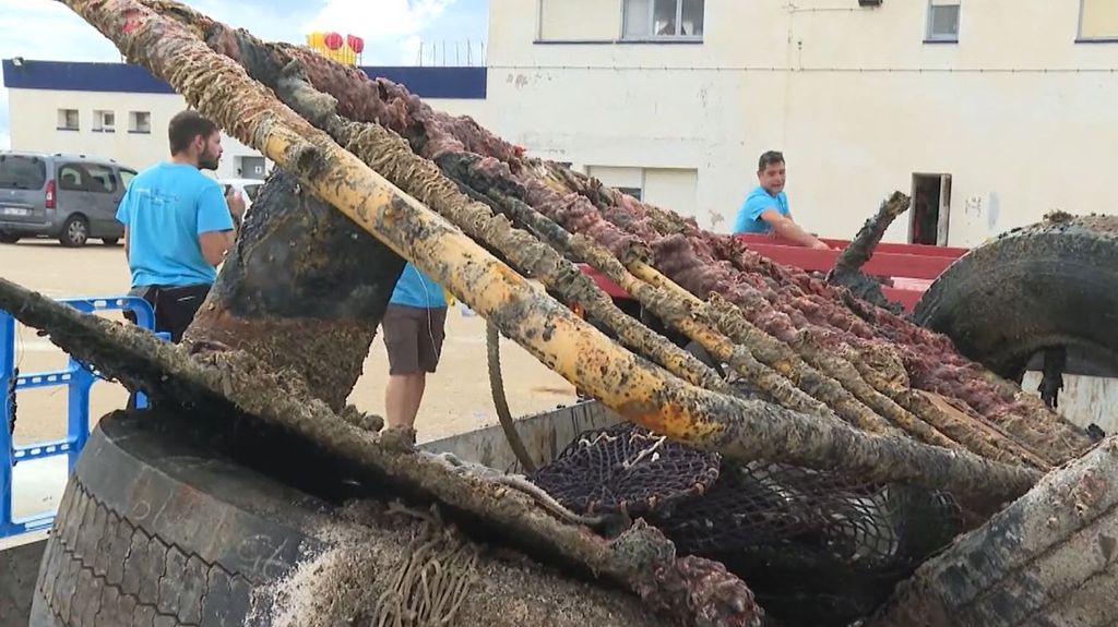 Desde neumáticos hasta cables: Barcelona limpia los fondos marinos para reciclar los residuos