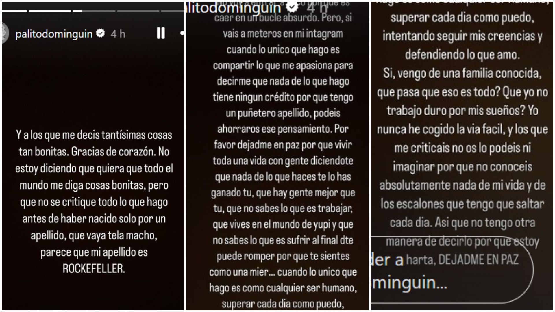 Palito Dominguín a través de sus stories de Instagram.