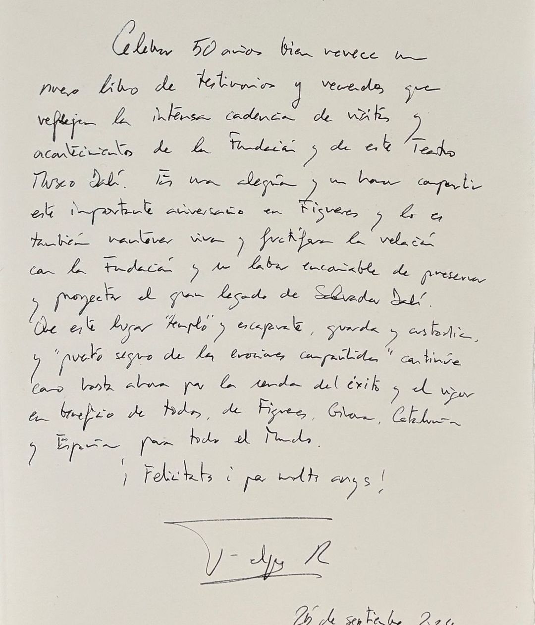 El escrito del rey Felipe y su firma.