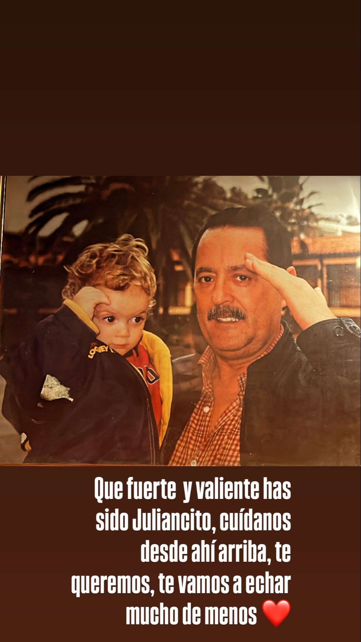La despedida de Fran, el nieto de Julián Muñoz, a su abuelo