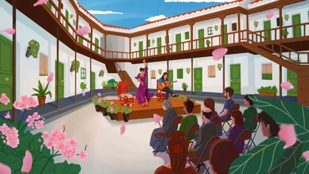 Imagen de un "tablao" flamenco en el videojuego