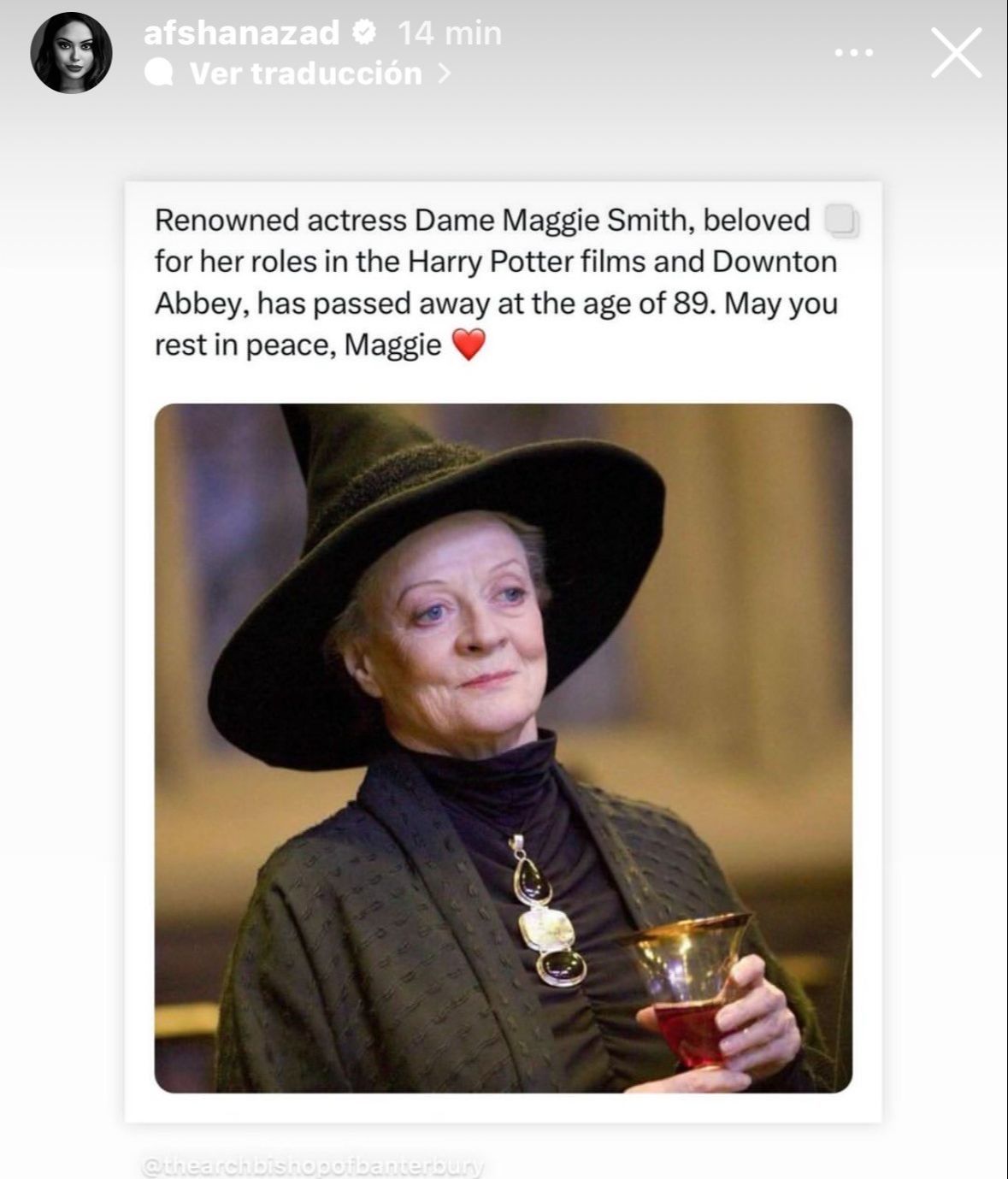 Captura de pantalla de una historia de Instagram