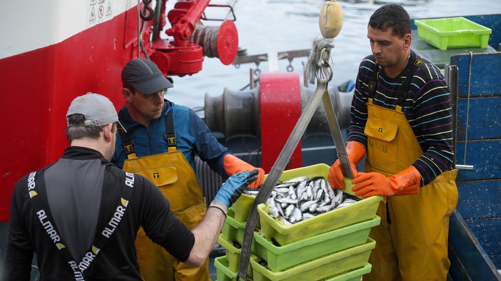 Pescadores del puerto de Burela, Lugo