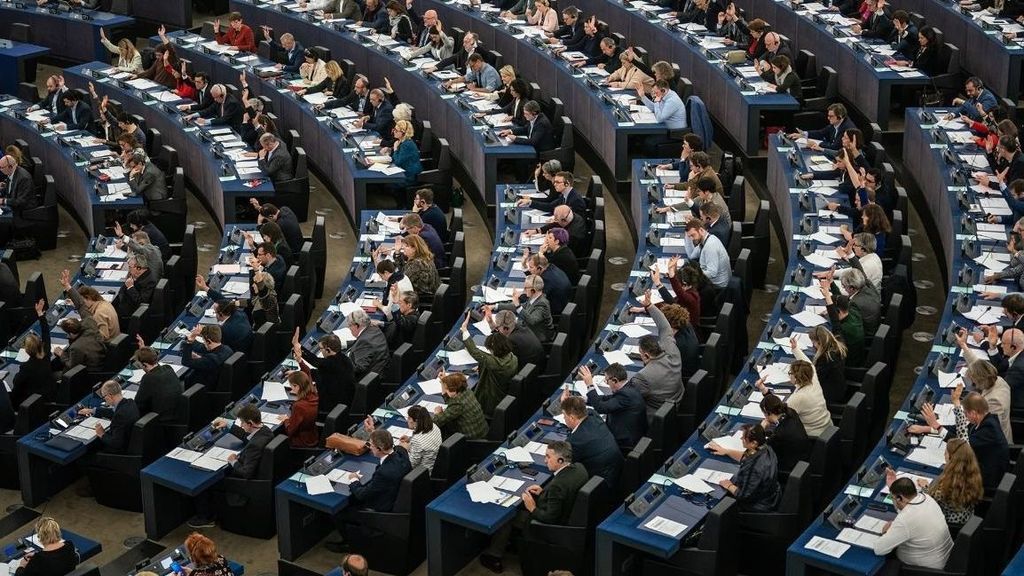 Votación en un plenario del Parlamento europeo