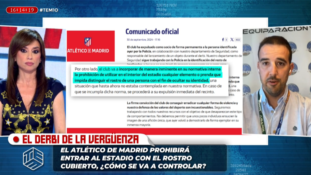 Ibón Domínguez, portavoz de Jupol: "En ningún momento el Atlético de Madrid pidió colaboración de la Policía Nacional"