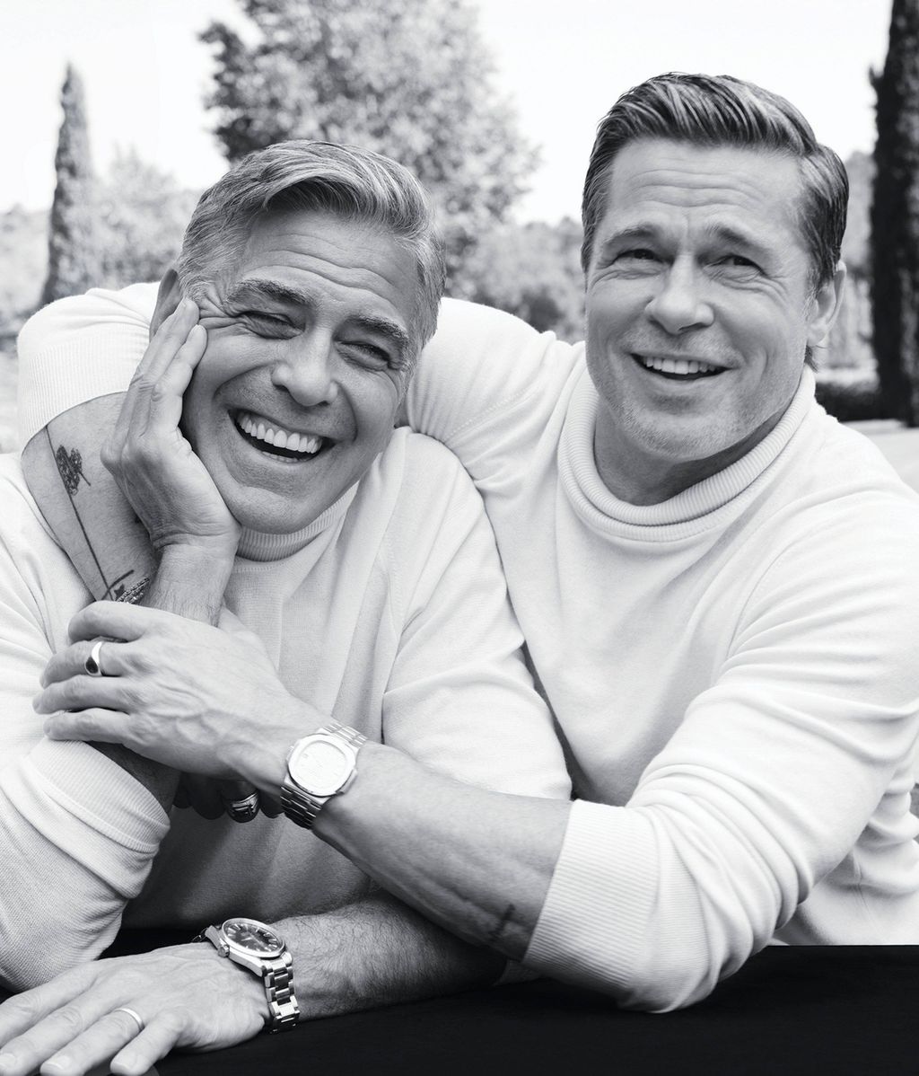 Brad Pitt y George Clooney en agosto de 2024.